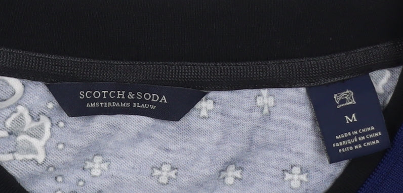 Scotch & Soda Men's Blue Geometric Print Crew Neck T-Shirt Size M