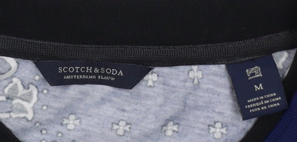 Scotch & Soda Men's Blue Geometric Print Crew Neck T-Shirt Size M