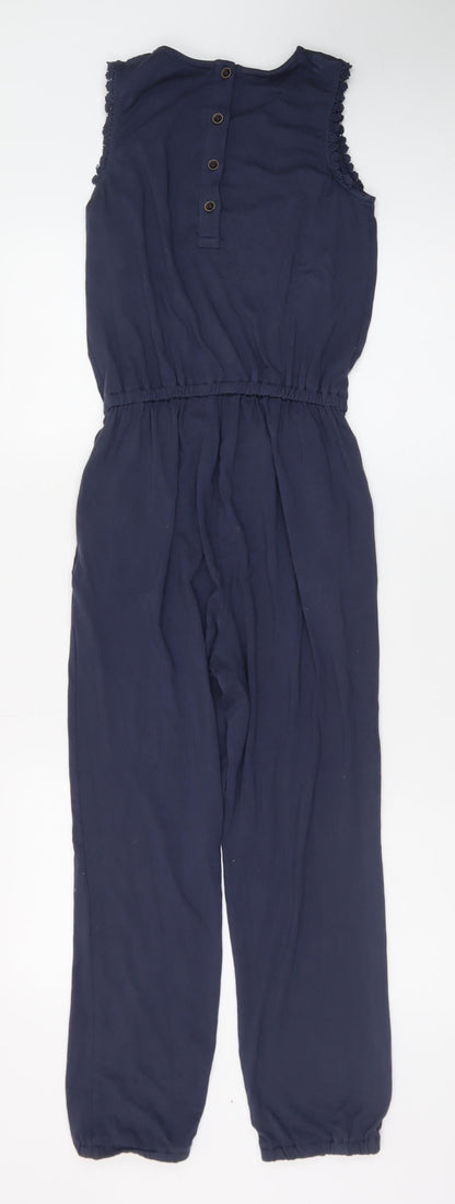 FatFace Girls Blue Floral Embroidered Sleeveless Jumpsuit 10-11 Years