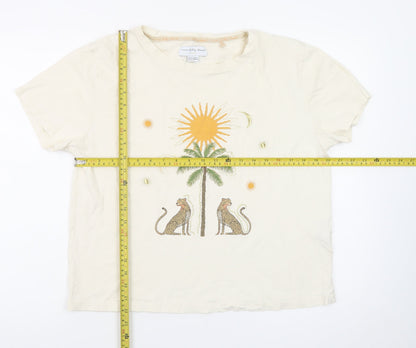 Never Fully Dressed Women’s Beige Animal Graphic Cotton T-Shirt UK 10