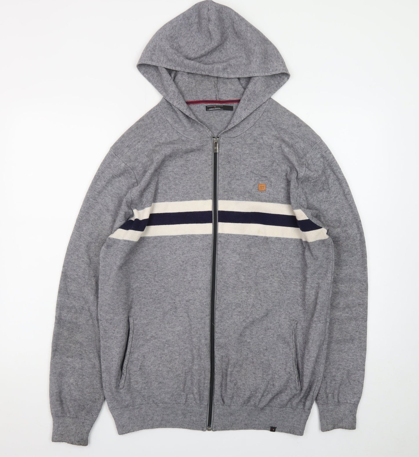 Roberto Torretta Mens Grey Full Zip Hoodie L Viscose Nylon Blend
