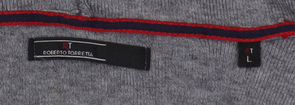 Roberto Torretta Mens Grey Full Zip Hoodie L Viscose Nylon Blend