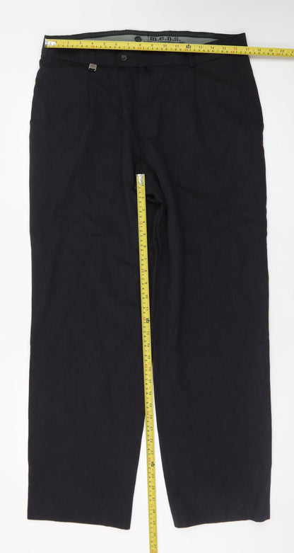 m.e.n.s. Men's Black 36R Wool Blend Straight Leg Dress Trousers