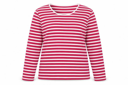 First Avenue Womens Pink White Striped Long Sleeve Pullover Jumper L