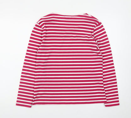First Avenue Womens Pink White Striped Long Sleeve Pullover Jumper L