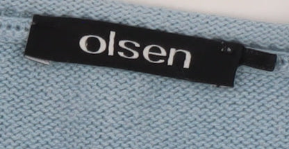 Olsen Womens Blue Cotton Knit Jumper Size 18 Long Sleeve Classic Crew Neck