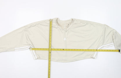 Adidas Women Beige Cropped Long Sleeve Sports T-Shirt Size S