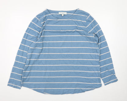 Carolyn Donnelly Women’s Blue Striped Cotton Long Sleeve T-Shirt XL