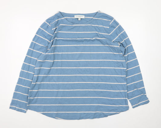 Carolyn Donnelly Women’s Blue Striped Cotton Long Sleeve T-Shirt XL