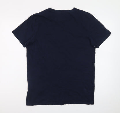 Jack & Jones Men's Blue Crew Neck Graphic Print T-Shirt M