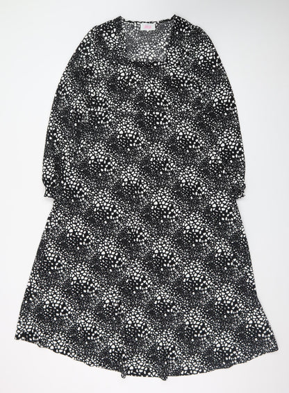 Savida Women Black Midi A-Line Dress Size 10 Long Sleeve