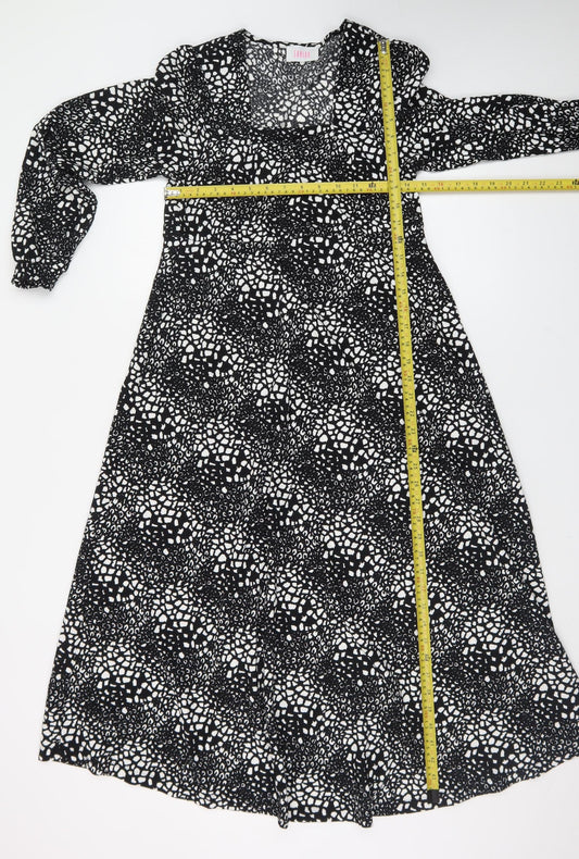 Savida Women Black Midi A-Line Dress Size 10 Long Sleeve