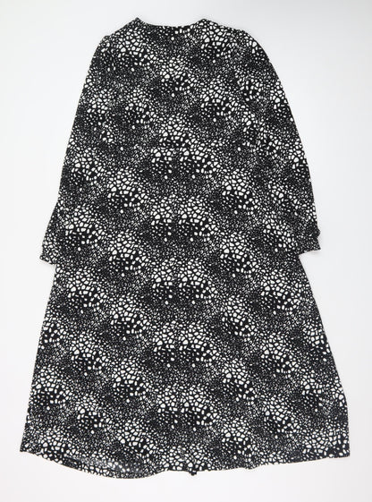 Savida Women Black Midi A-Line Dress Size 10 Long Sleeve