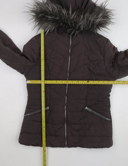 New Look 915 Girls Brown Faux Fur Hooded Puffer Jacket Age 12-13 Years