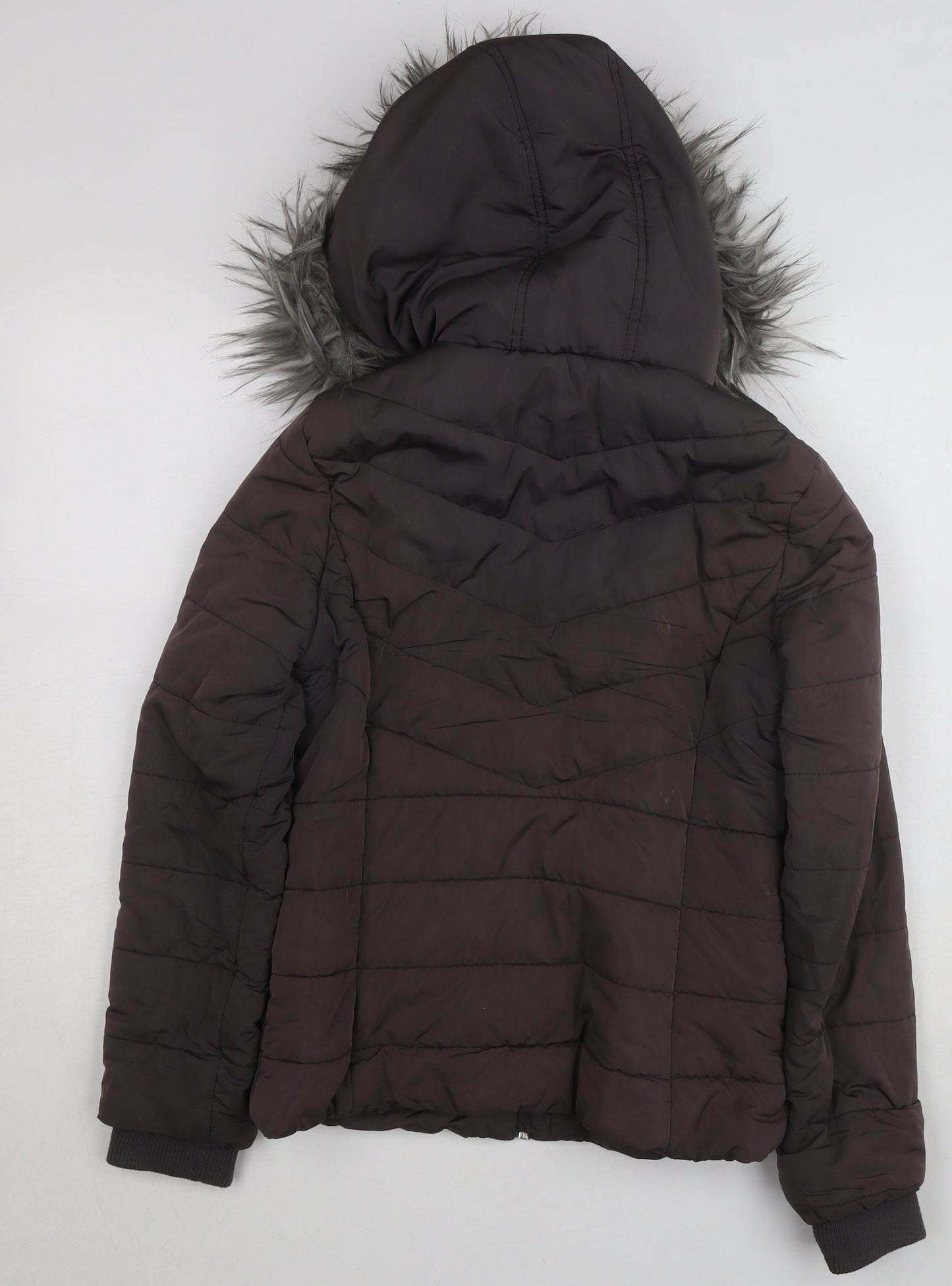 New Look 915 Girls Brown Faux Fur Hooded Puffer Jacket Age 12-13 Years