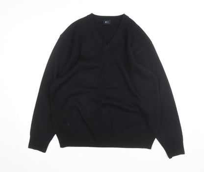 Gabicci Men’s Black Wool Blend V-Neck Pullover Jumper L
