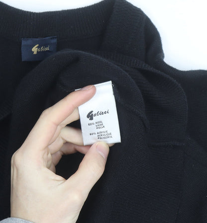 Gabicci Men’s Black Wool Blend V-Neck Pullover Jumper L