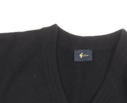 Gabicci Men’s Black Wool Blend V-Neck Pullover Jumper L