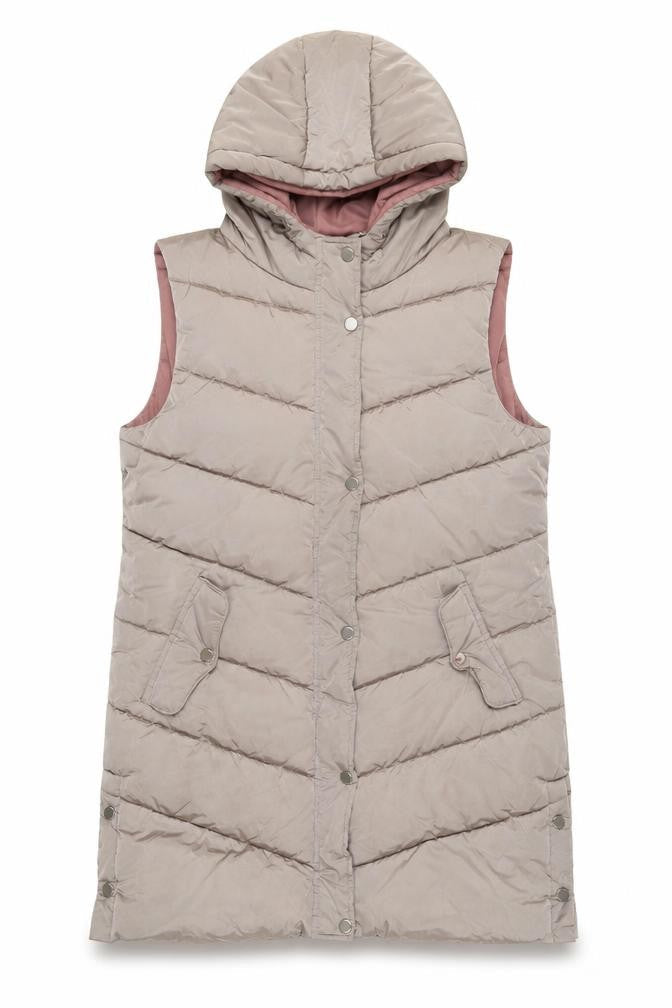 Next Teens Beige Hooded Puffer Waistcoat 12 Years Polyester