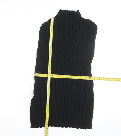 Nobody’s Child Women’s Black Ribbed Mock Neck Sleeveless Cotton Top Size 16