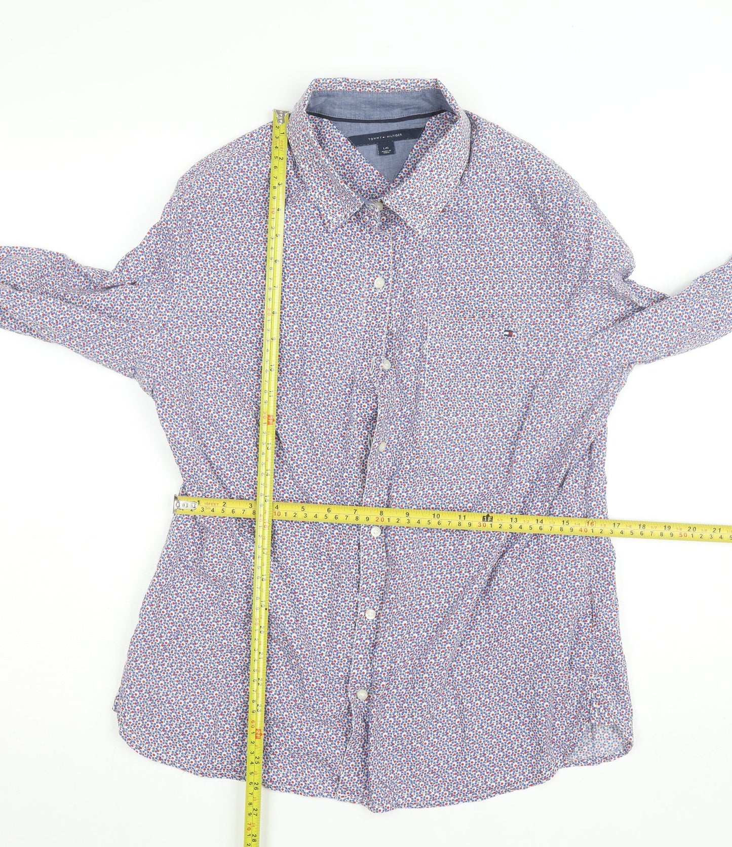 Tommy Hilfiger Men's Multicoloured Floral Cotton Long Sleeve Button-Up Shirt Size L