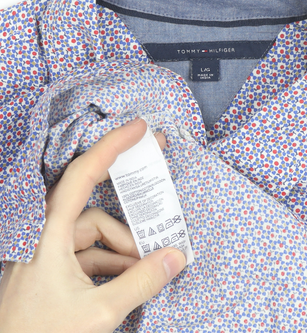 Tommy Hilfiger Men's Multicoloured Floral Cotton Long Sleeve Button-Up Shirt Size L