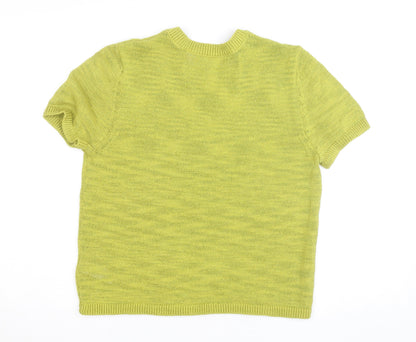 Marks and Spencer Women's Green V-Neck Knit Short Sleeve Top M