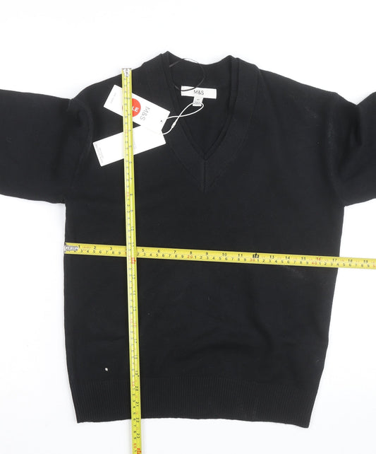 Marks and Spencer Men's Black V-Neck Pullover Jumper XS