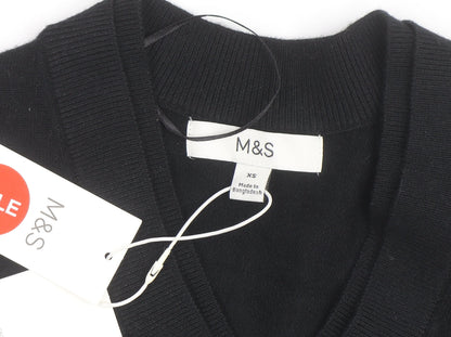 Marks and Spencer Men's Black V-Neck Pullover Jumper XS