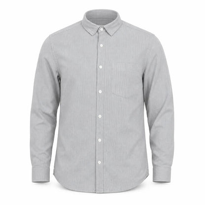 River Island Men's Grey Herringbone Cotton Long Sleeve Button-Up Shirt M
