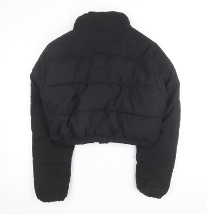 PrettyLittleThing Women's Black Cropped Puffer Jacket Size 10