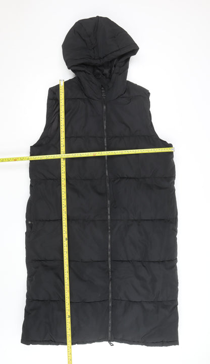 ONLY Women's Black Puffer Hooded Long Sleeveless Waistcoat XL