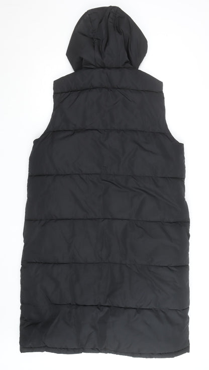 ONLY Women's Black Puffer Hooded Long Sleeveless Waistcoat XL