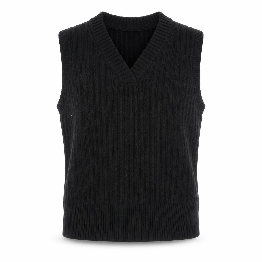 Nobody's Child Women's Black V-Neck Ribbed Knit Sleeveless Vest Jumper Size S