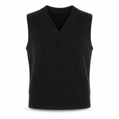 Nobody's Child Women's Black V-Neck Ribbed Knit Sleeveless Vest Jumper Size S