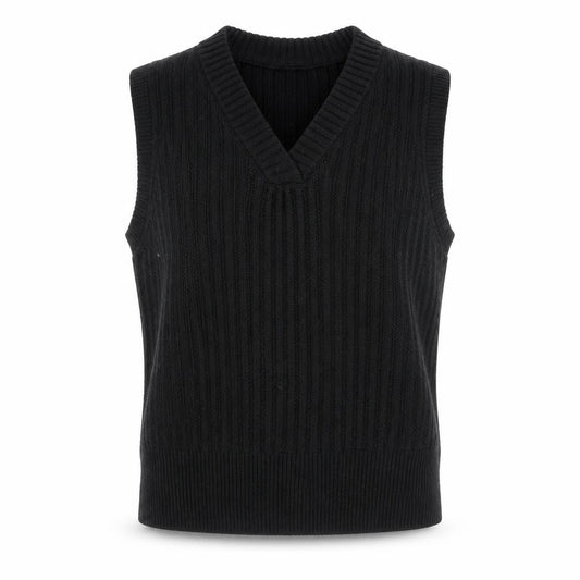 Nobody's Child Women's Black V-Neck Ribbed Knit Sleeveless Vest Jumper Size S