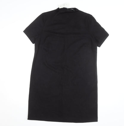 New Look Women's Black Size 14 Shift Dress Short Sleeve Knit