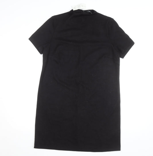 New Look Women's Black Size 14 Shift Dress Short Sleeve Knit