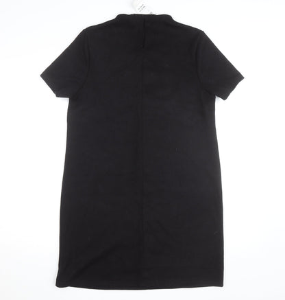 New Look Women's Black Size 14 Shift Dress Short Sleeve Knit
