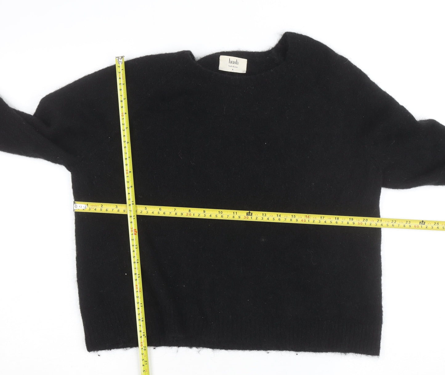 Hush Women's Black Wool Mohair Crew Neck Jumper M
