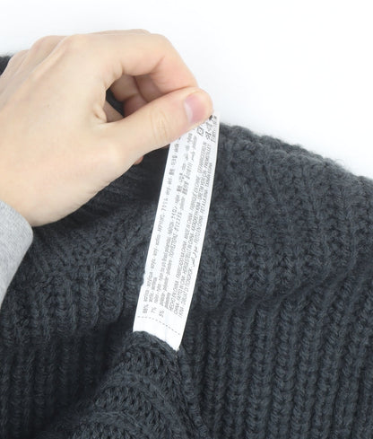 Zara Women Grey Mock Neck Waffle Knit Belted Jumper Size 12