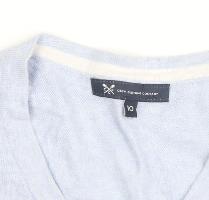 Crew Clothing Company Men's Blue V-Neck Cotton Cashmere Jumper Size M