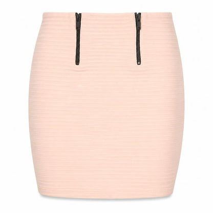 Bershka Women’s Beige Short Pencil Skirt Size S with Zip Detail