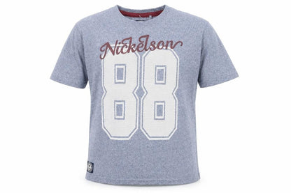 Front view of Nickelson Blue Graphic 88 Sports T-Shirt Teens 13 Crew Neck