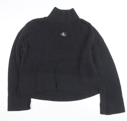 Calvin Klein Jeans Womens Black 2XL Ribbed Roll Neck Pullover Jumper