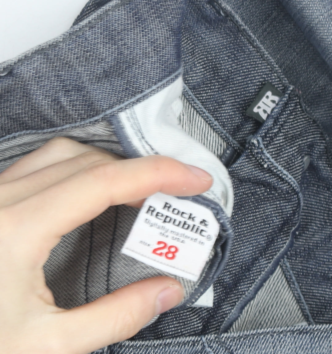 Rock & Republic Men's Grey Bootcut Denim Jeans Size 28