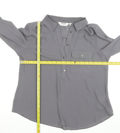 Dorothy Perkins Women Petite Grey Button-Up Blouse UK 12