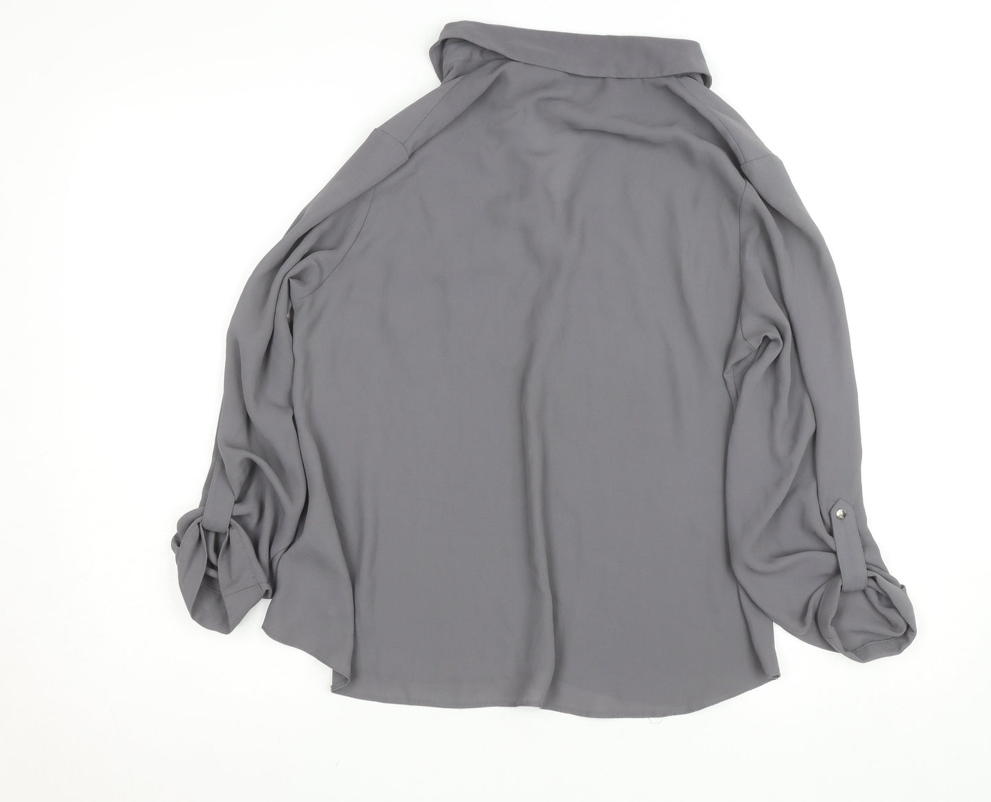 Dorothy Perkins Women Petite Grey Button-Up Blouse UK 12