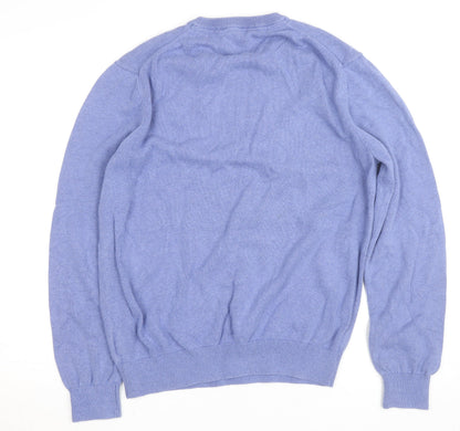J.Crew Men's Blue Cotton Cashmere V-Neck Jumper Size L