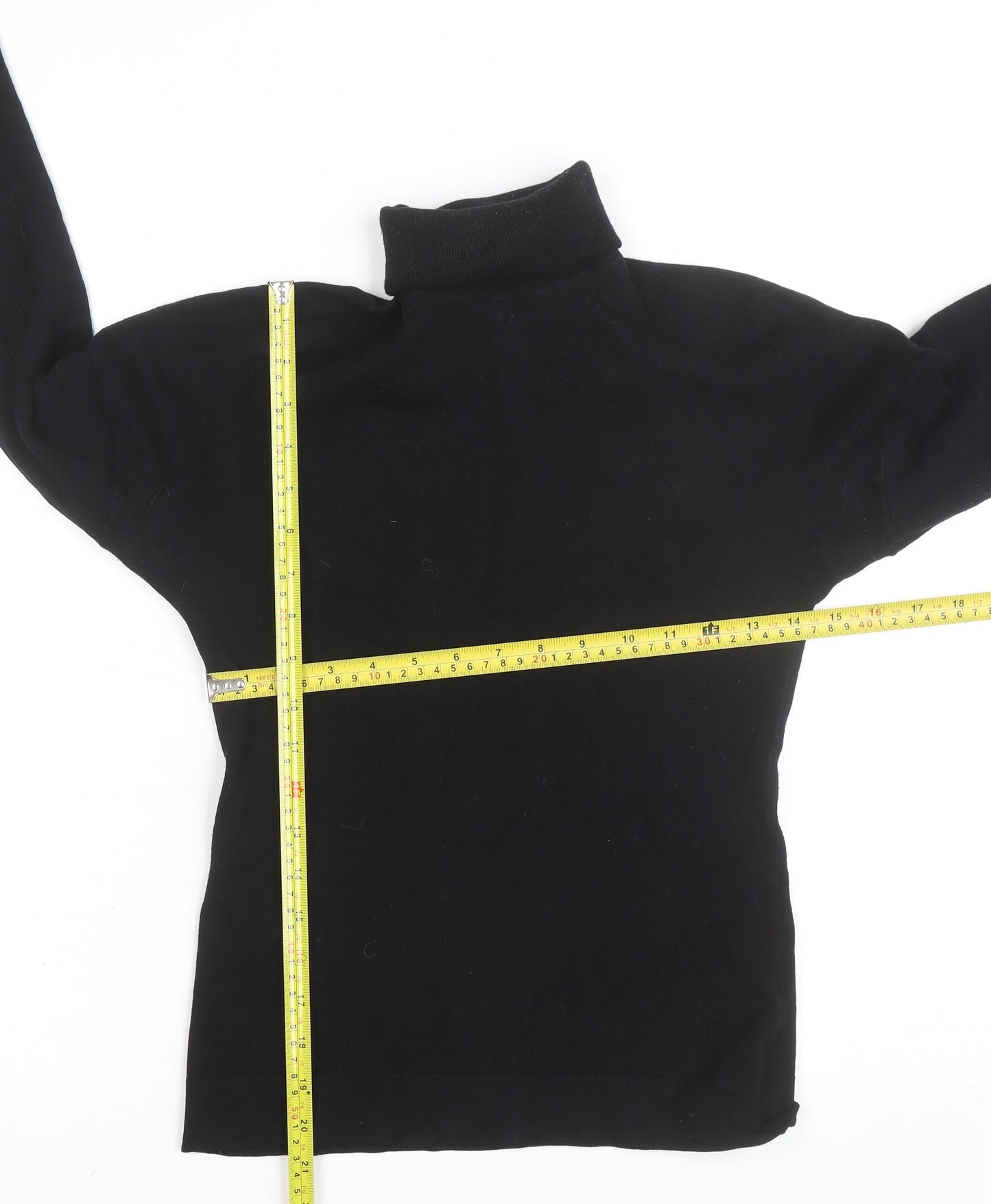 Karen Millen Women Black Roll Neck Knit Top Size 10 Slim Fit Stretch